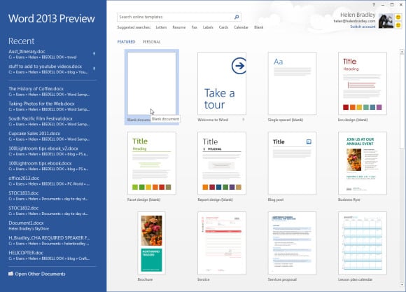 Novi početni zaslon za Office 2013