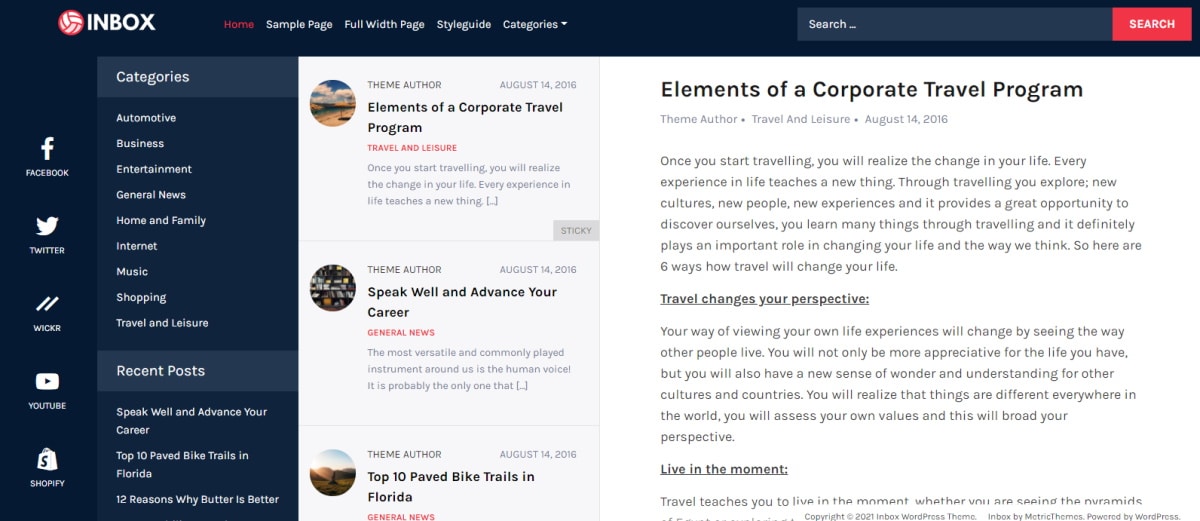 WordPress tema Inbox i jedinstveni dizajn