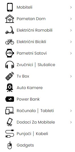 Kategorije u trgovini Smartus